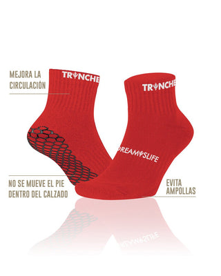 Calcetines Cortos Antideslizantes de Fútbol Rojos - TrincheBalk